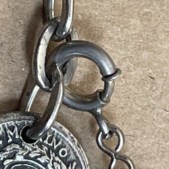 VGUC Vintage 1950's Respublica Sancti Marini Libertas Coin Chain Bracelet, 7" L+ - Picture 6 of 10